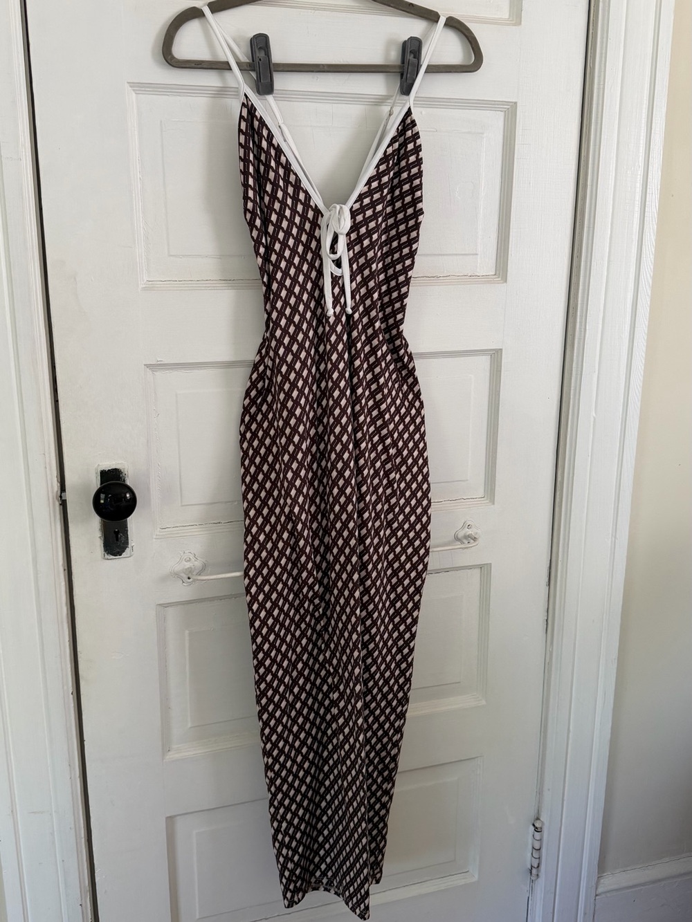 RESA Brown and White Geometric Maxi Dress